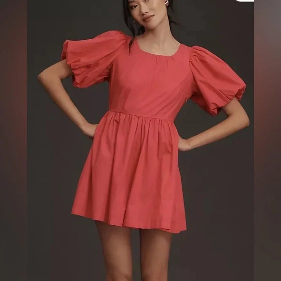 NWT Puff-Sleeve Romper By Anthropologie sz 14 - Picture 3 of 3